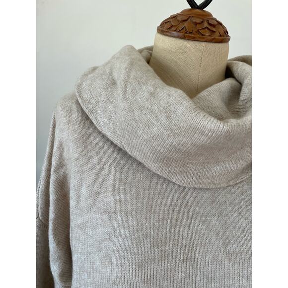 Poof warm and cozy Womens cowl neck tan sweater size L - Picture 2 of 6